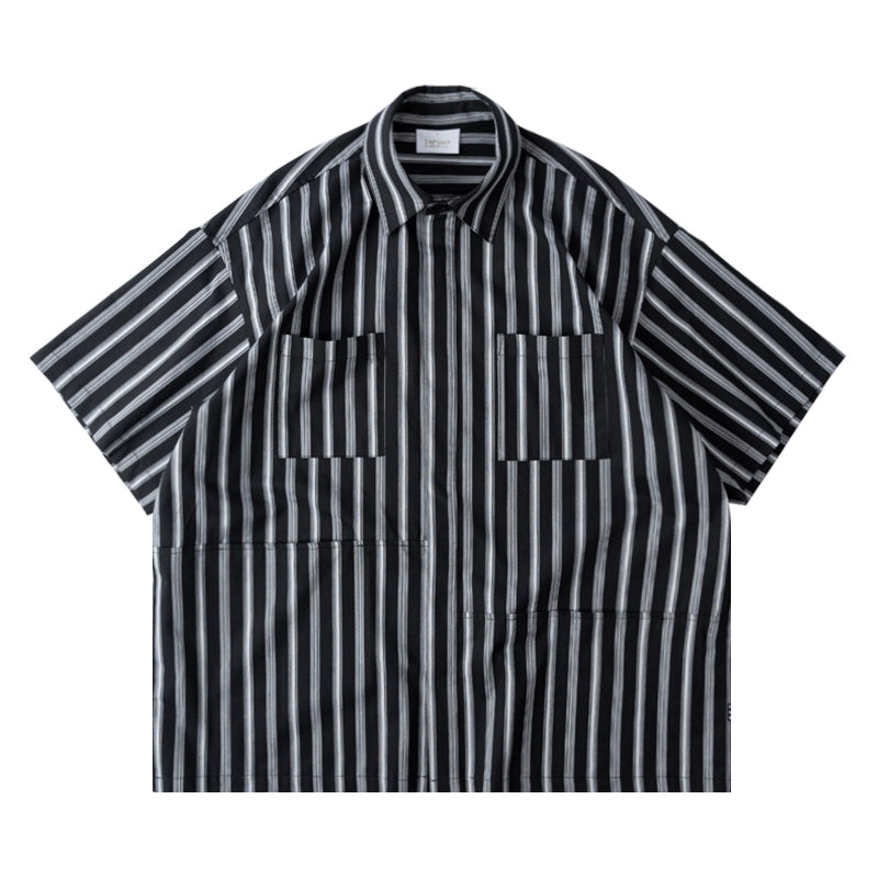 NUMBERSALT Striped Vintage Casual Loose Shirt