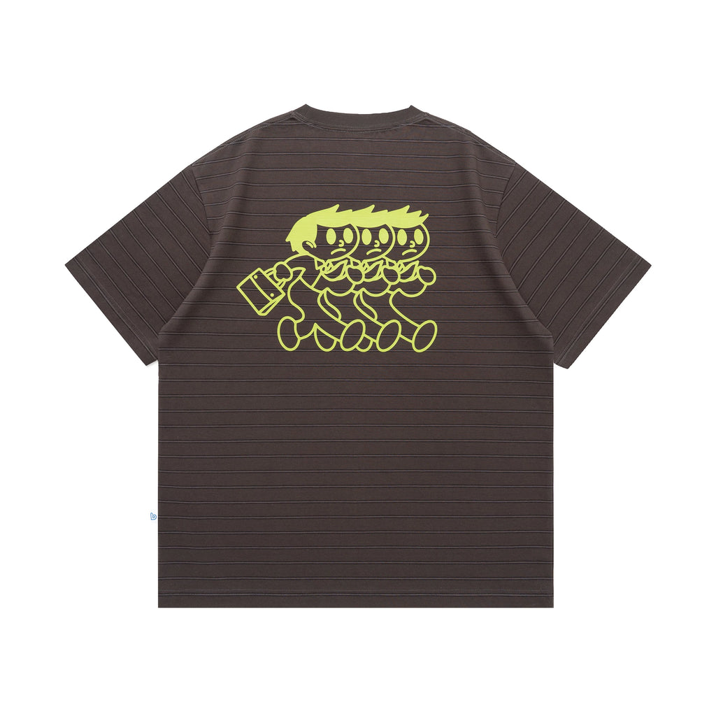 BENT IDEA Absentee Kid Print Striped Casual Tee