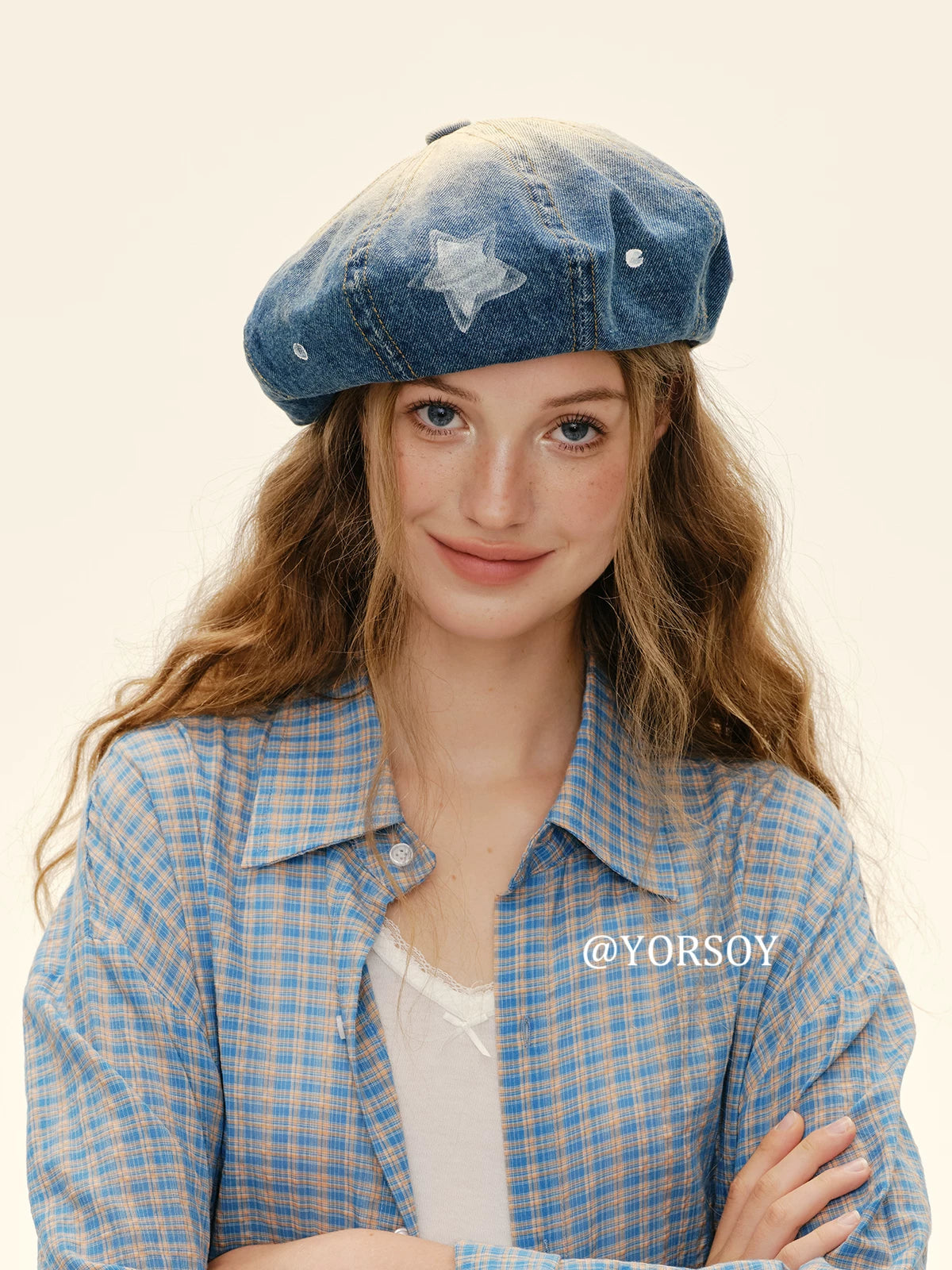 YORSOYI Vintage Denim Beret