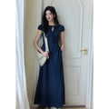 TYANG Temperament Waist Thin Striped Dress