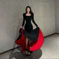 Instunning Square Neck Long Sleeve Waist High-end Dress