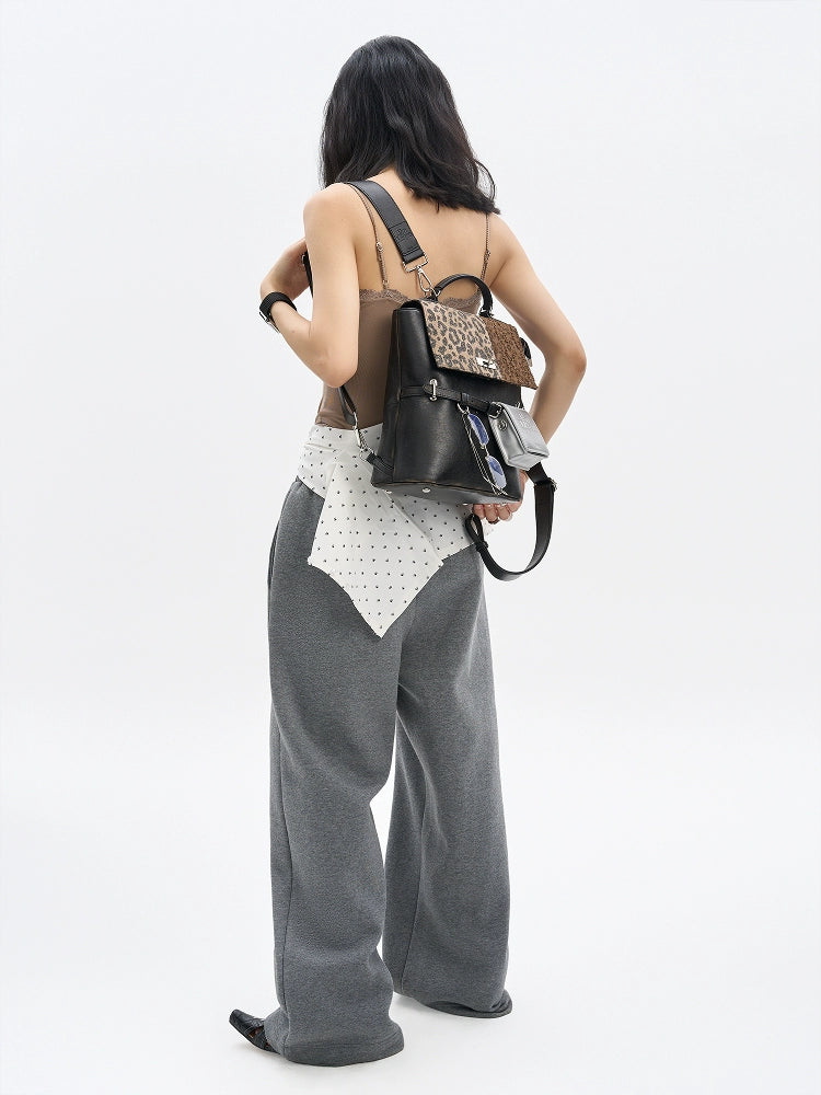 JANDRESS Spliced Leopard Leopard Belt Buckle Backpack