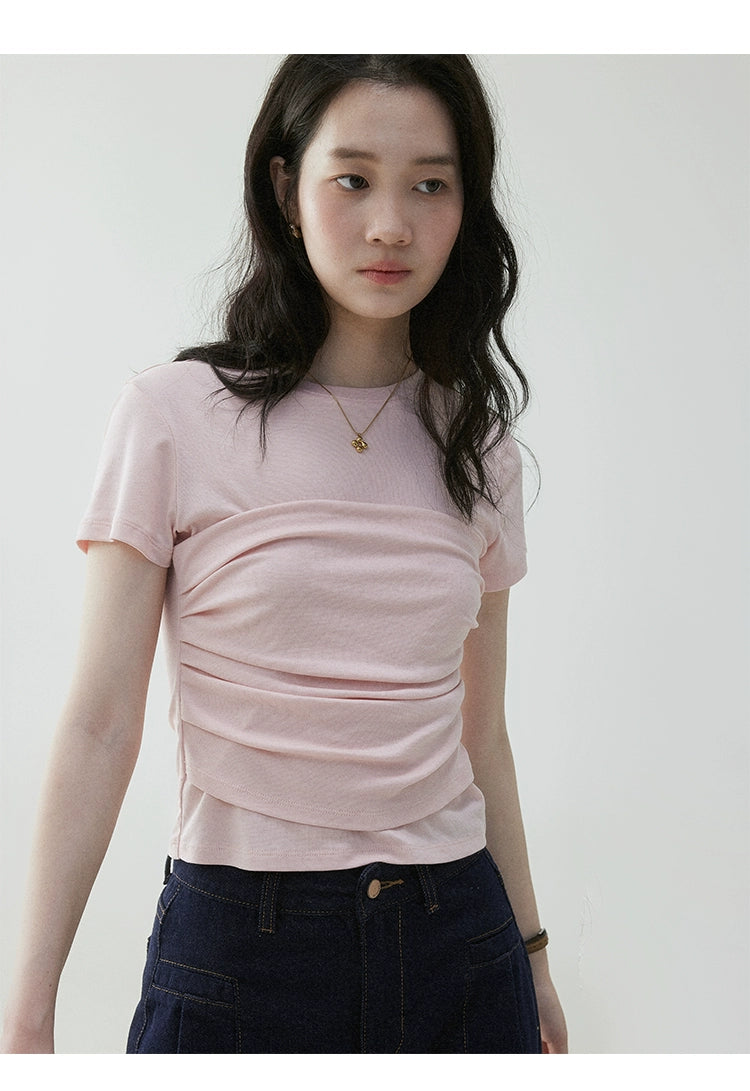 VOOE Sweet Pleated Skinny Short Tee