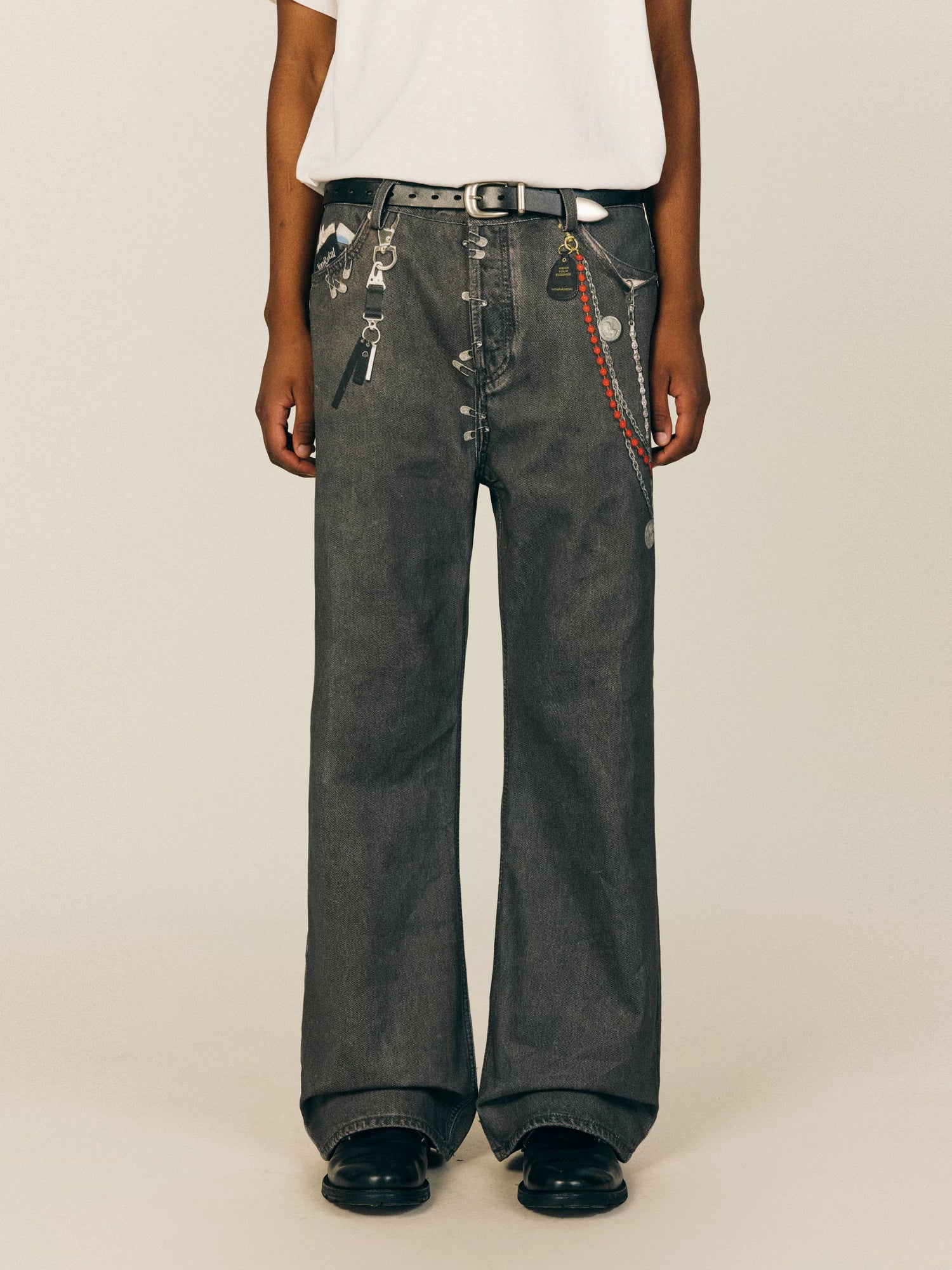 NONRADICAL fantasy chain blood-stained print jeans