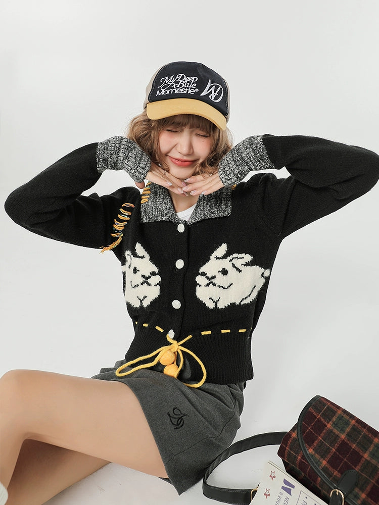 Girlyhalo Vintage Slim Fit Knit Jacket