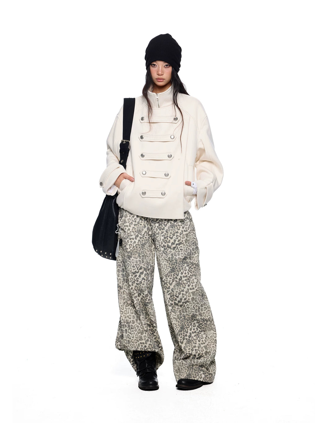 EZEK Pleated Short Double-sided Wool Coat