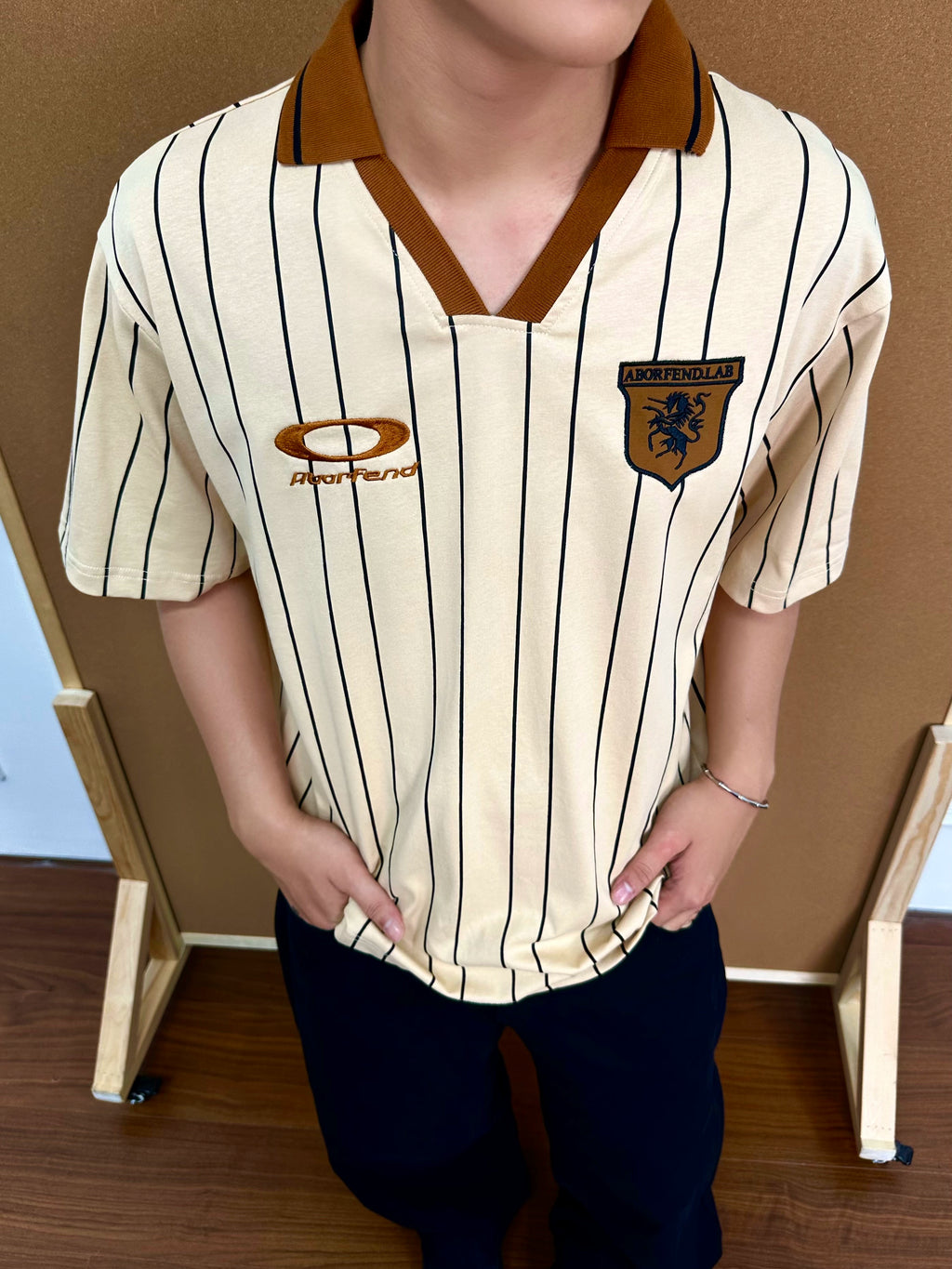 BeOurRule Vintage Badge Embroidered Striped Tee