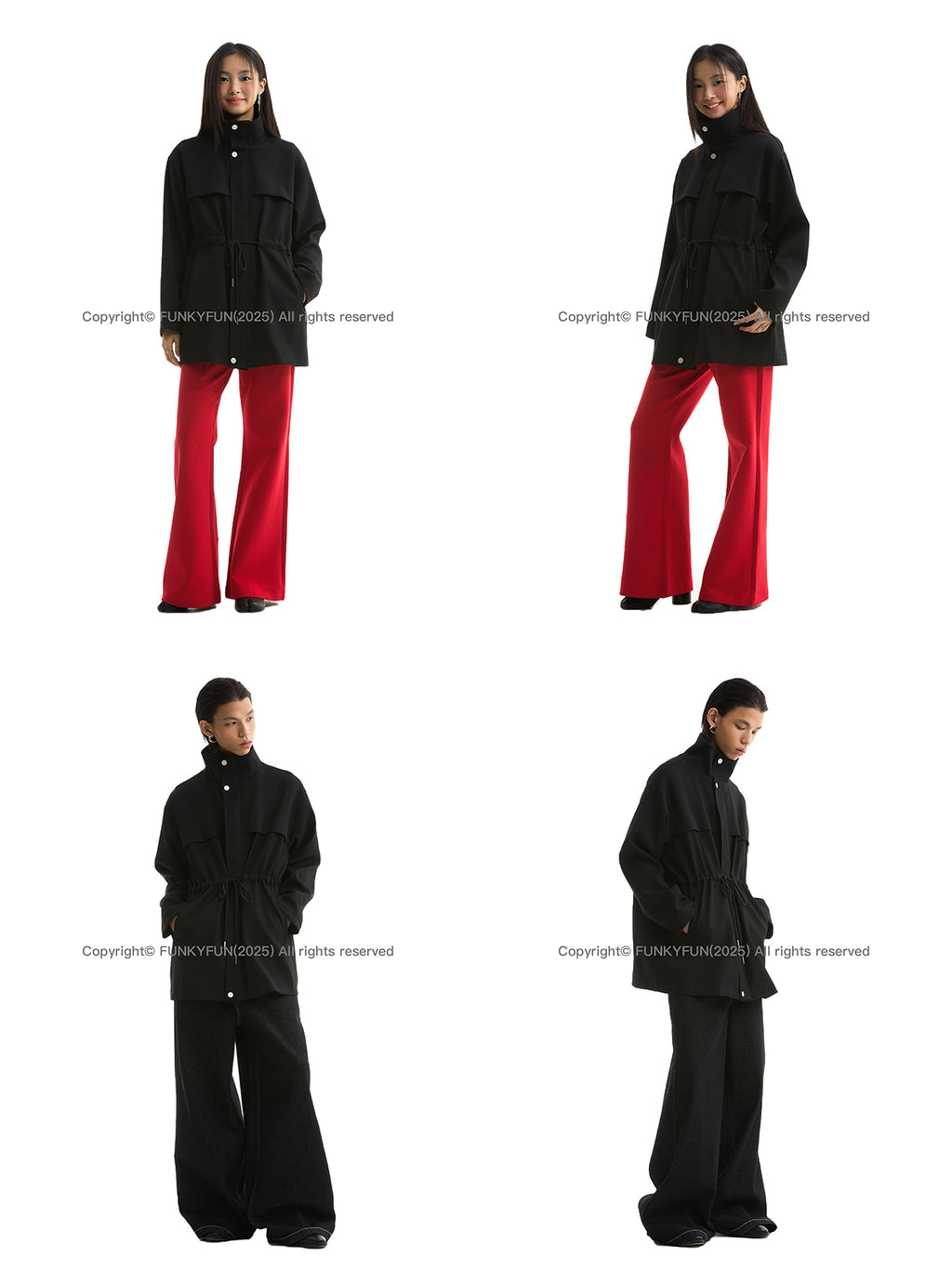 FUNKYFUN Medium and Long Stand-up Collar Suit Jacket
