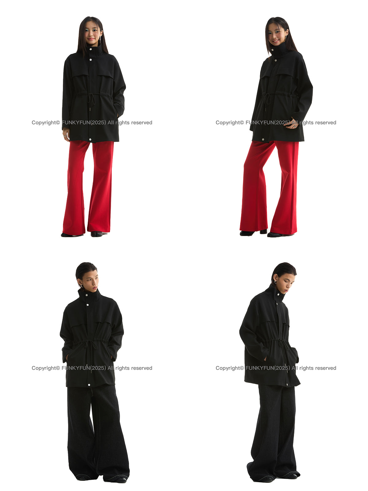FUNKYFUN Medium and Long Stand-up Collar Suit Jacket