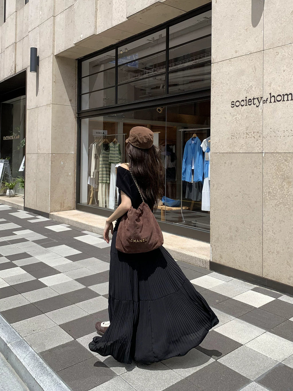 Pusumede Retro Pleated Big Skirt Skirt