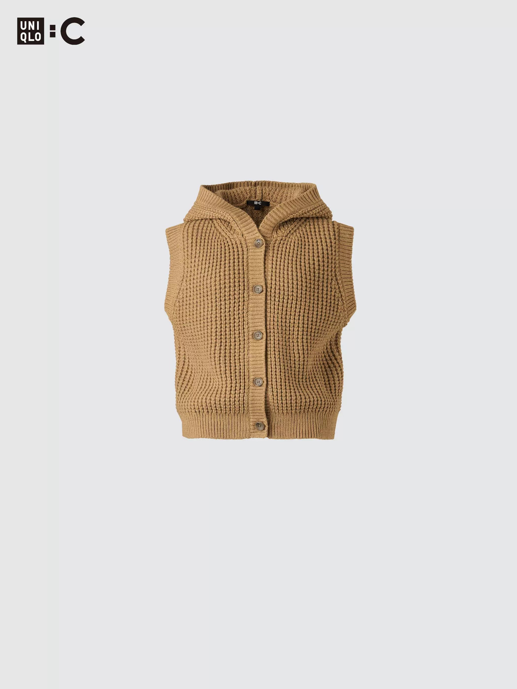 Uniqlo Waffle Hooded Knitted Vest