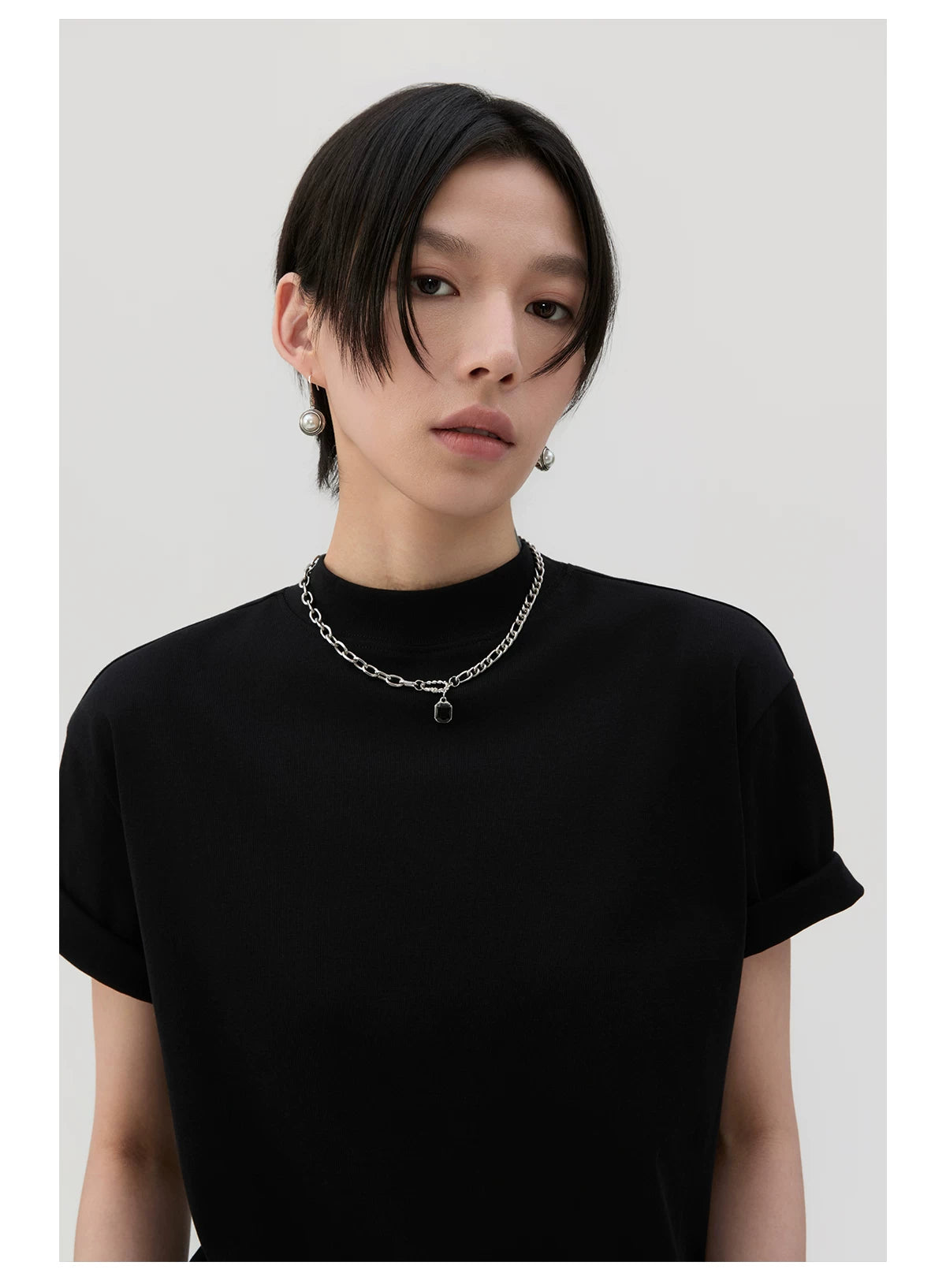 Sameuoo Small Turtleneck Simple Versatile Tee