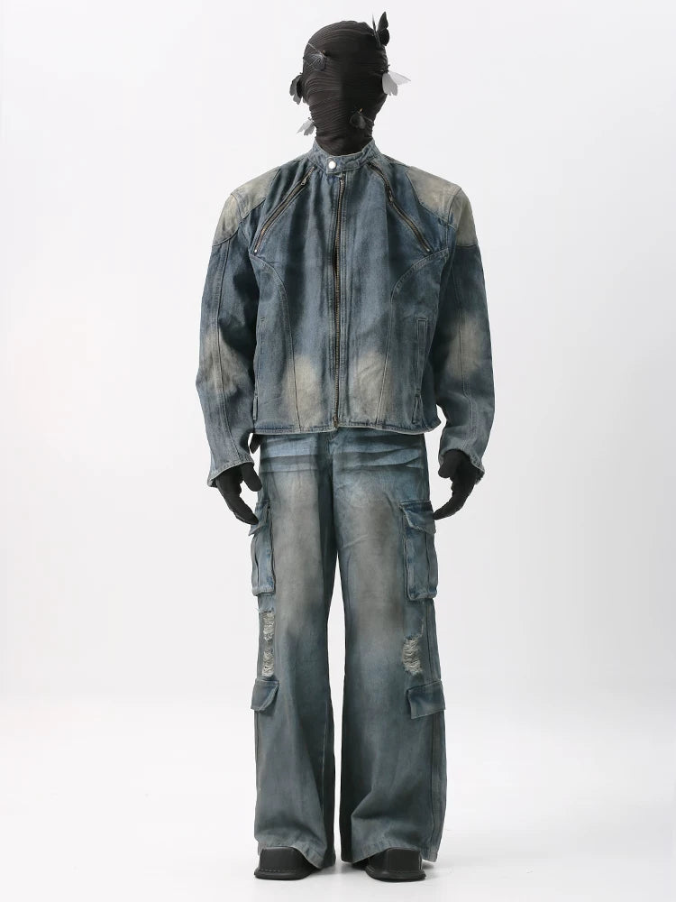 NUndeFineD Shoulder Pad Denim Used Coat