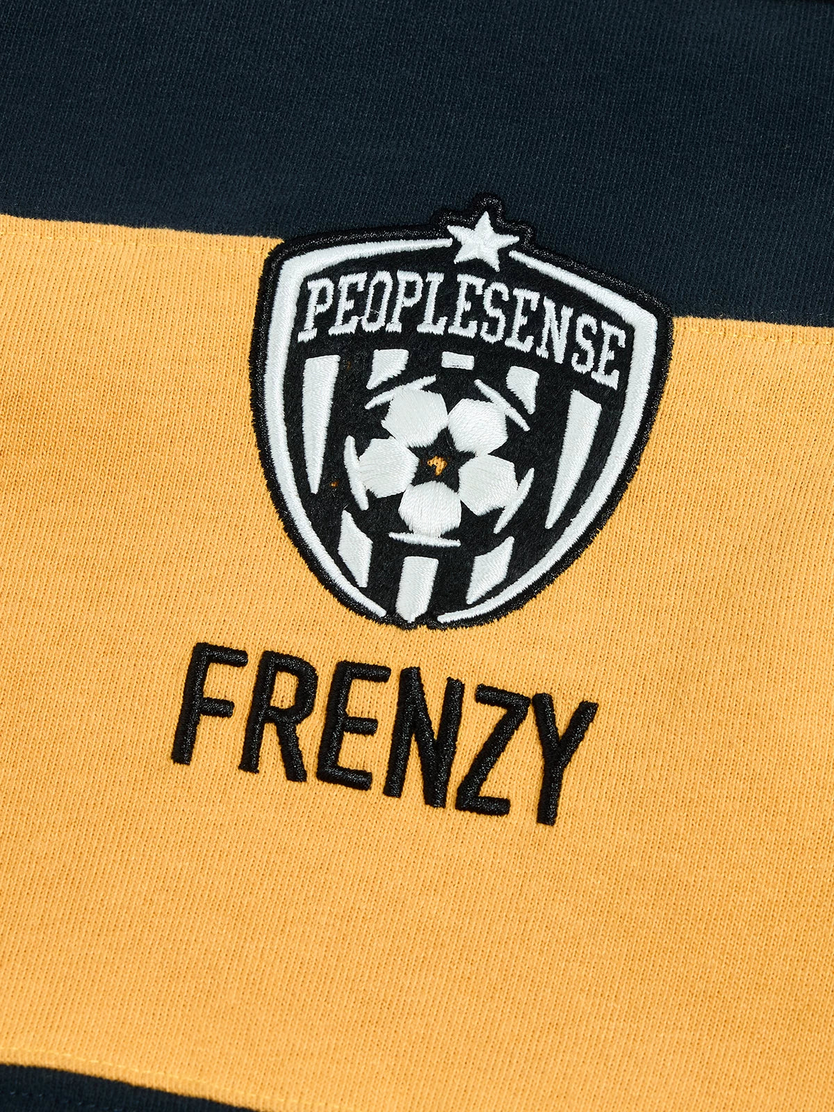 PEOPLESENSE Striped Cloth Embroidery Sports Tee