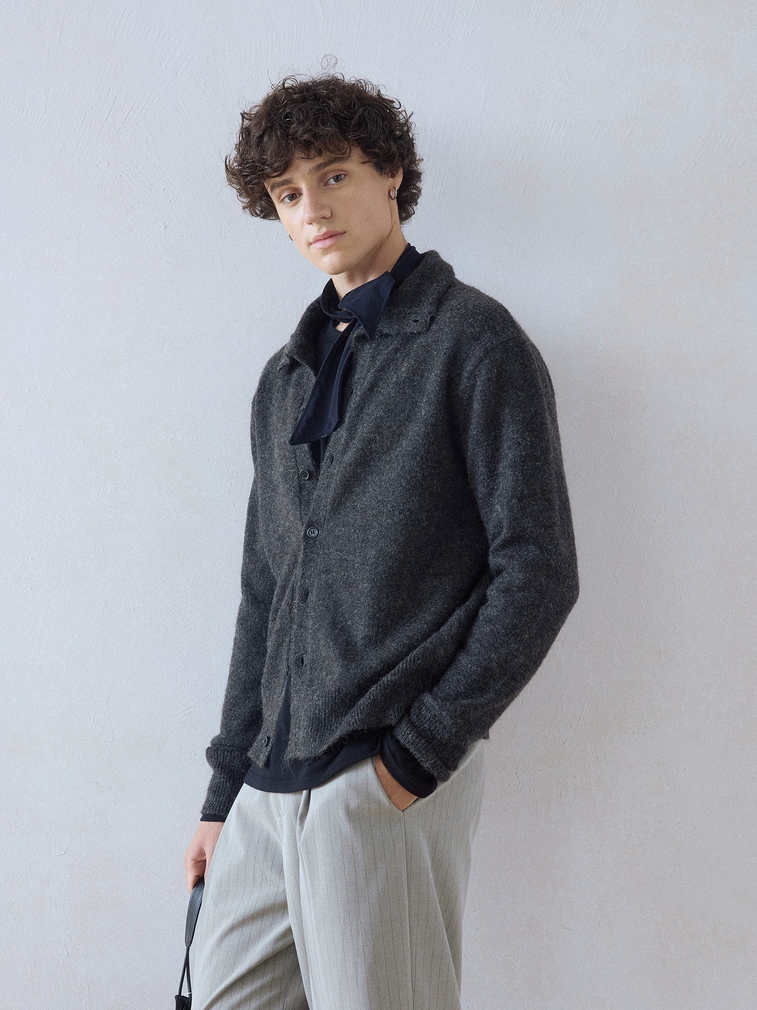 DIMC Stand-up Neck Knitted Cardigan Jacket