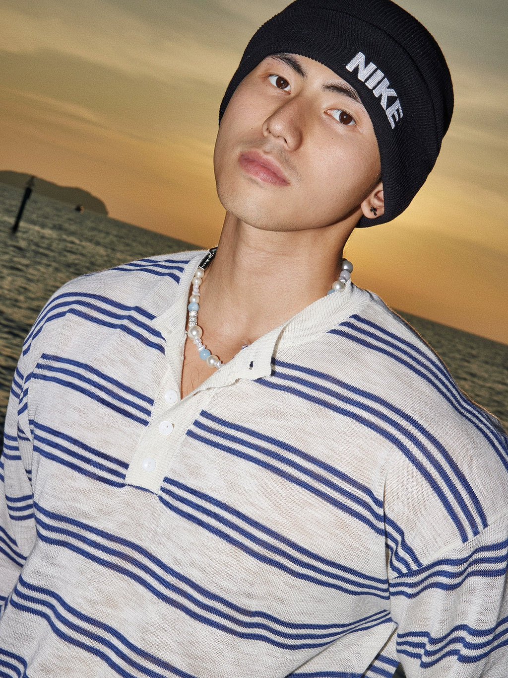 PAPASLILMONSTER Lightweight Slack Island Stripe Long Sleeve