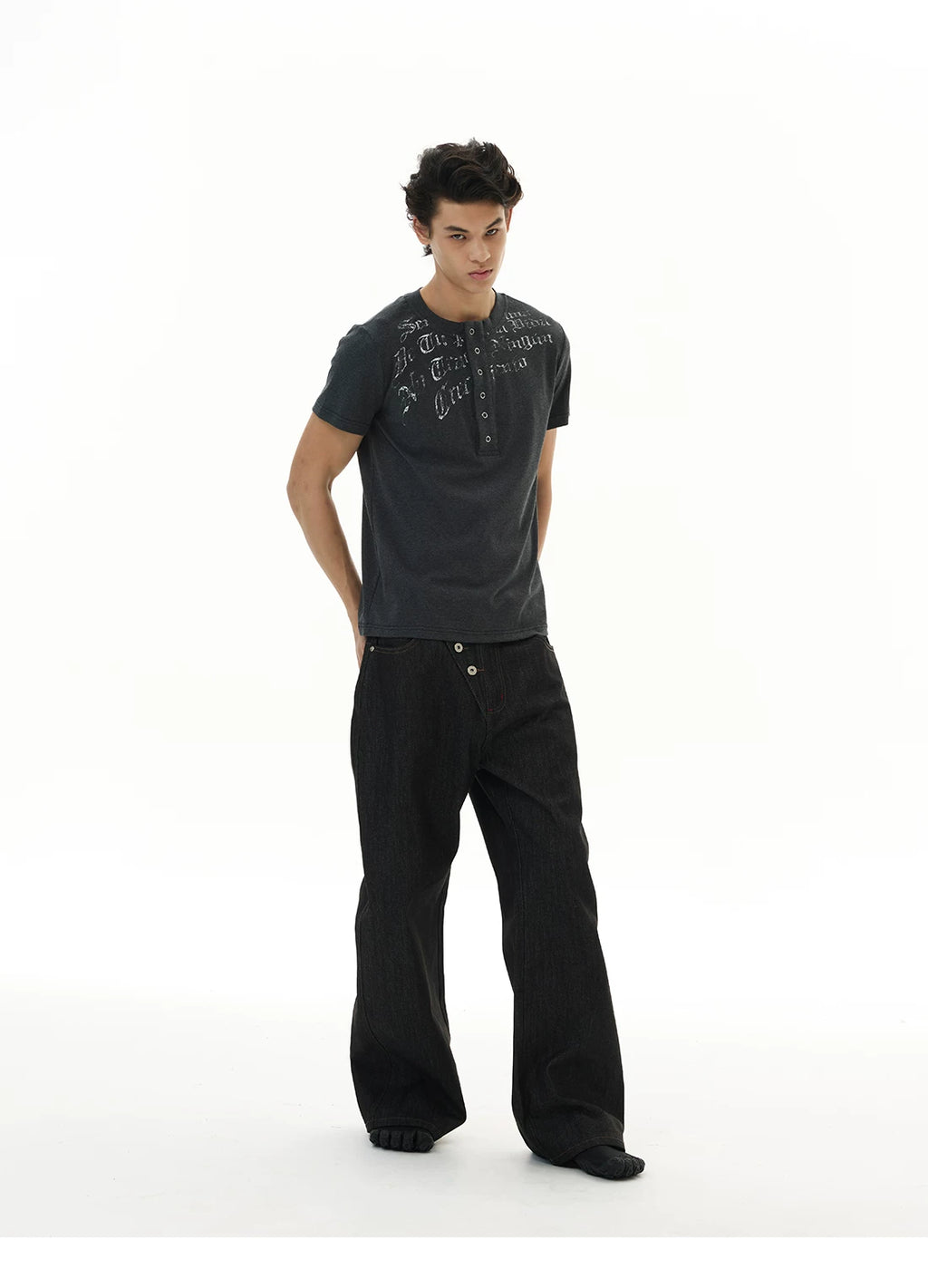 WLNEXT Front Shoulder Premium Sense Henry Collar Tee