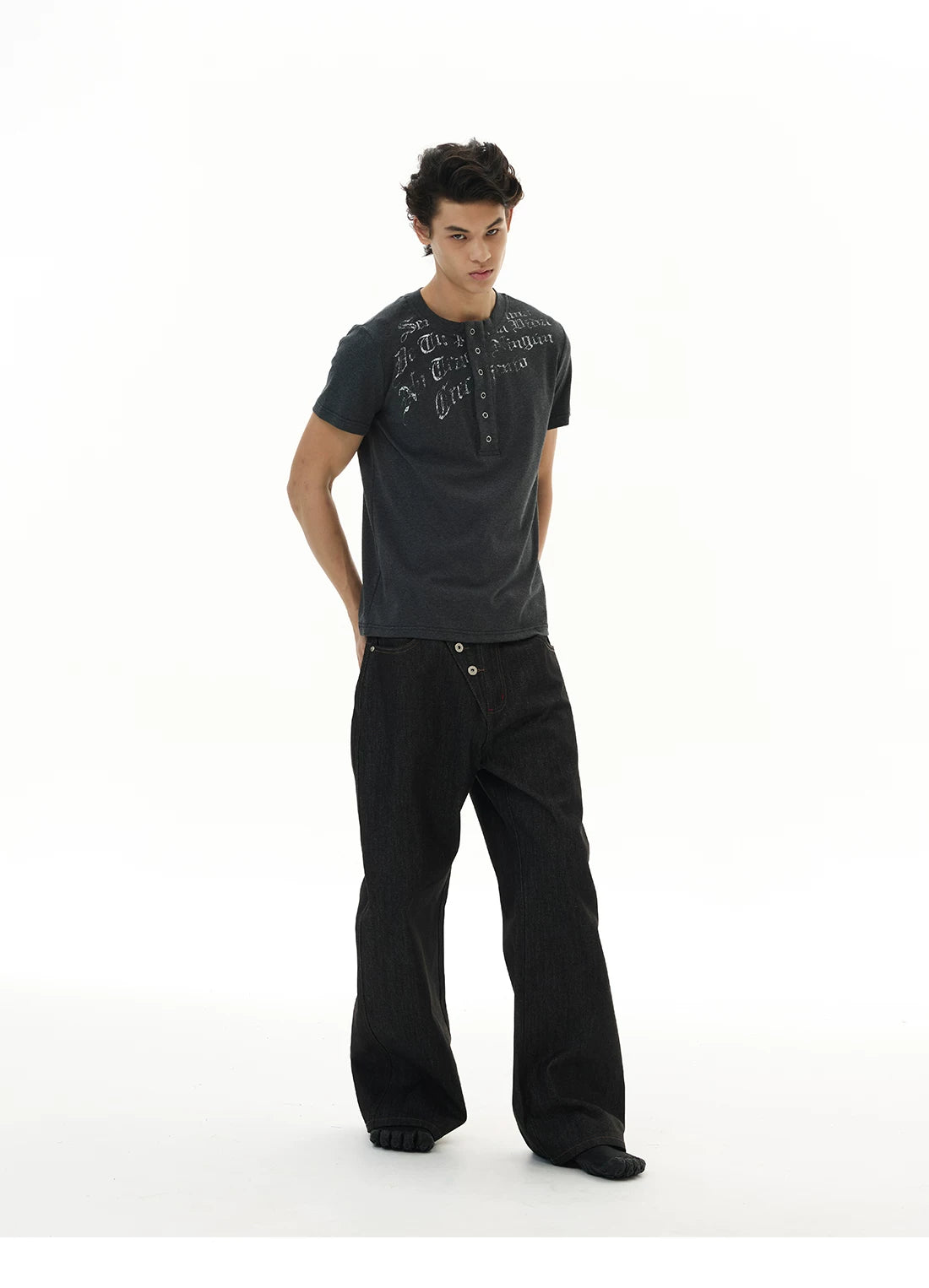 WLNEXT Front Shoulder Premium Sense Henry Collar Tee