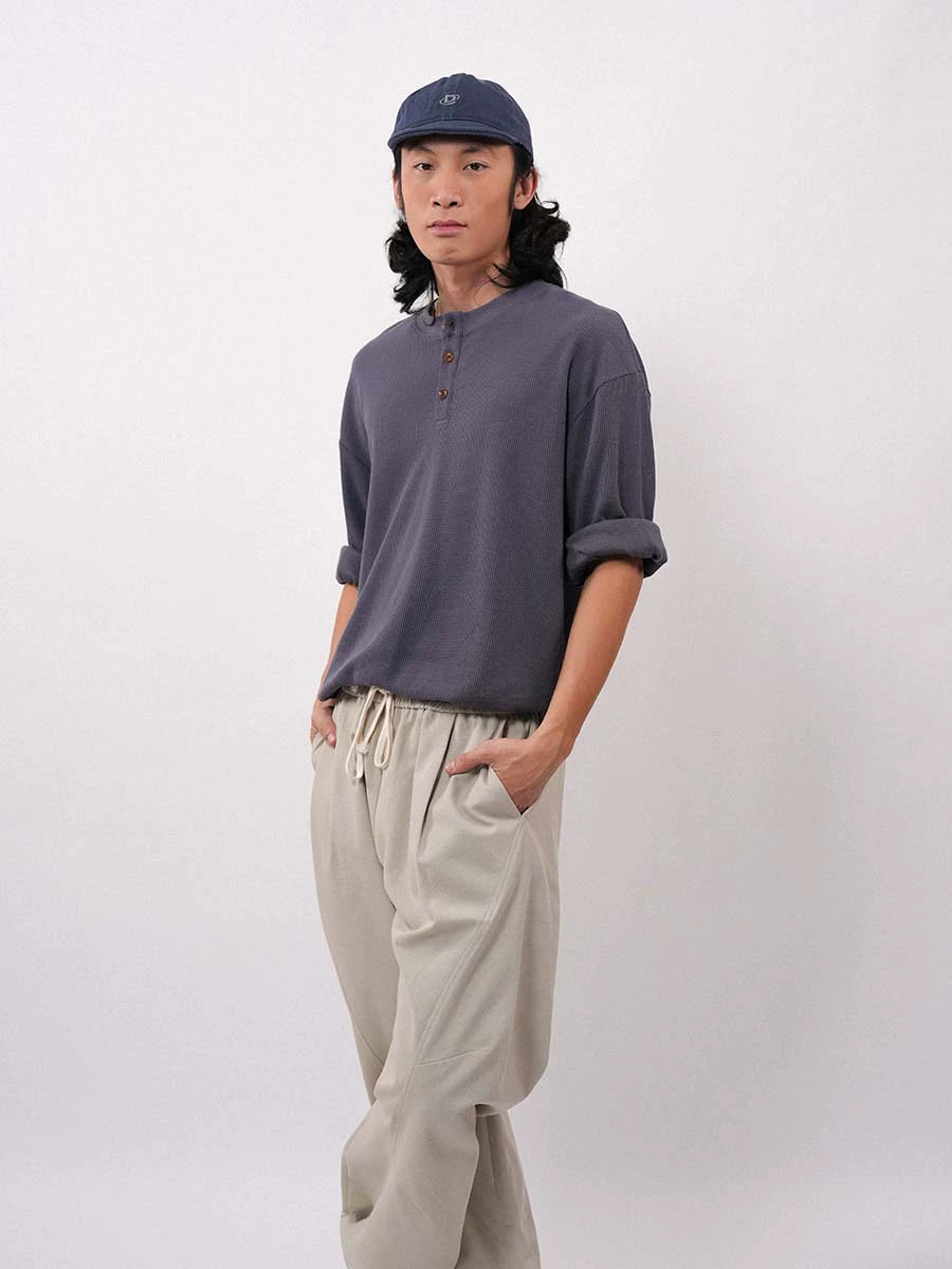 O3PARK Japanese Casual Collarless Polo Shirt