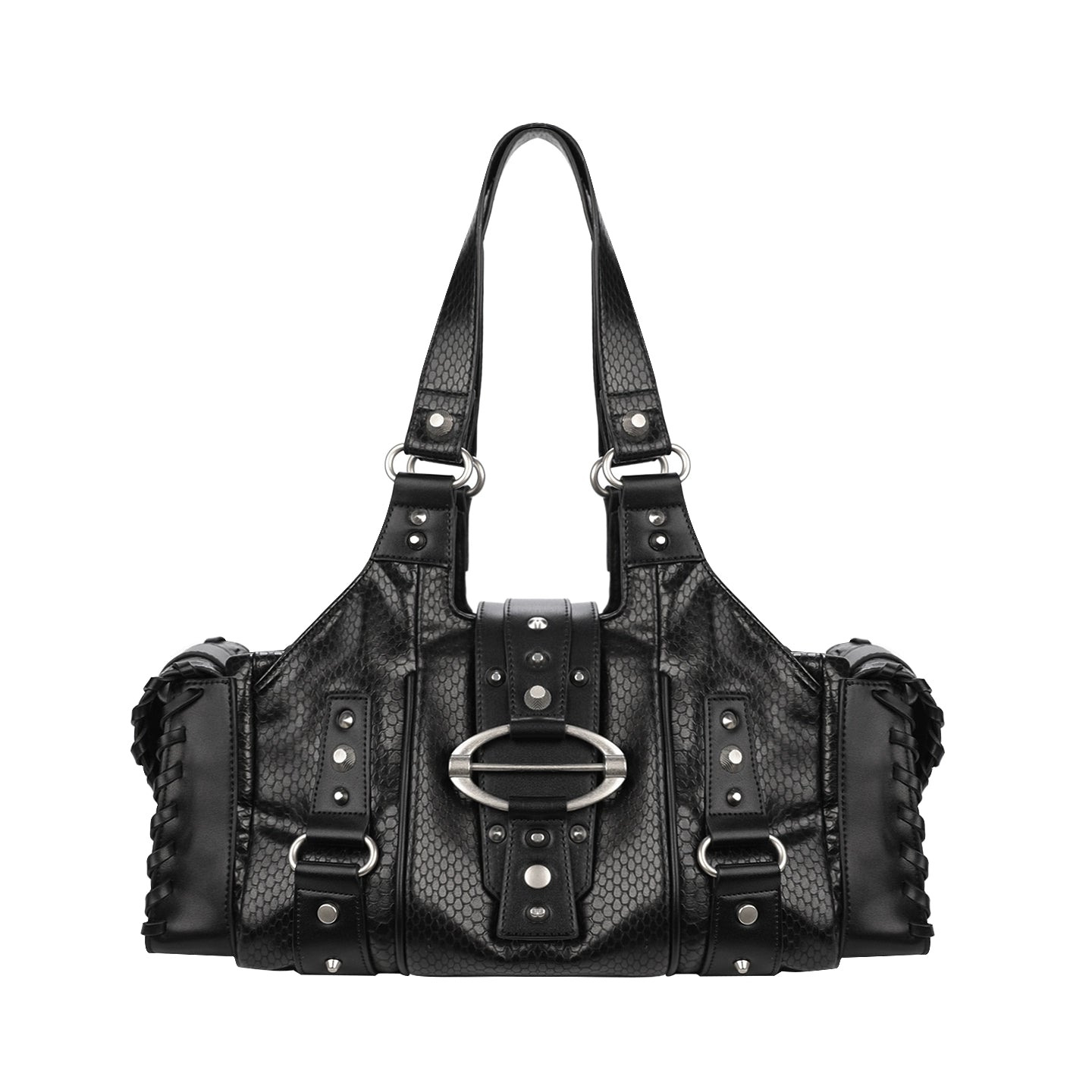 JANDRESS Snakeskin Rivet Underarm Shoulder Bag