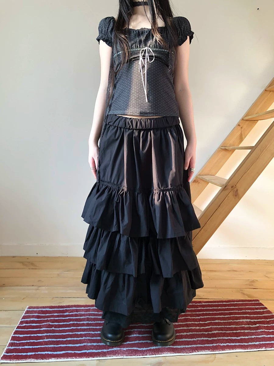 Ang: Project Lace Stitching High Waist Skirt