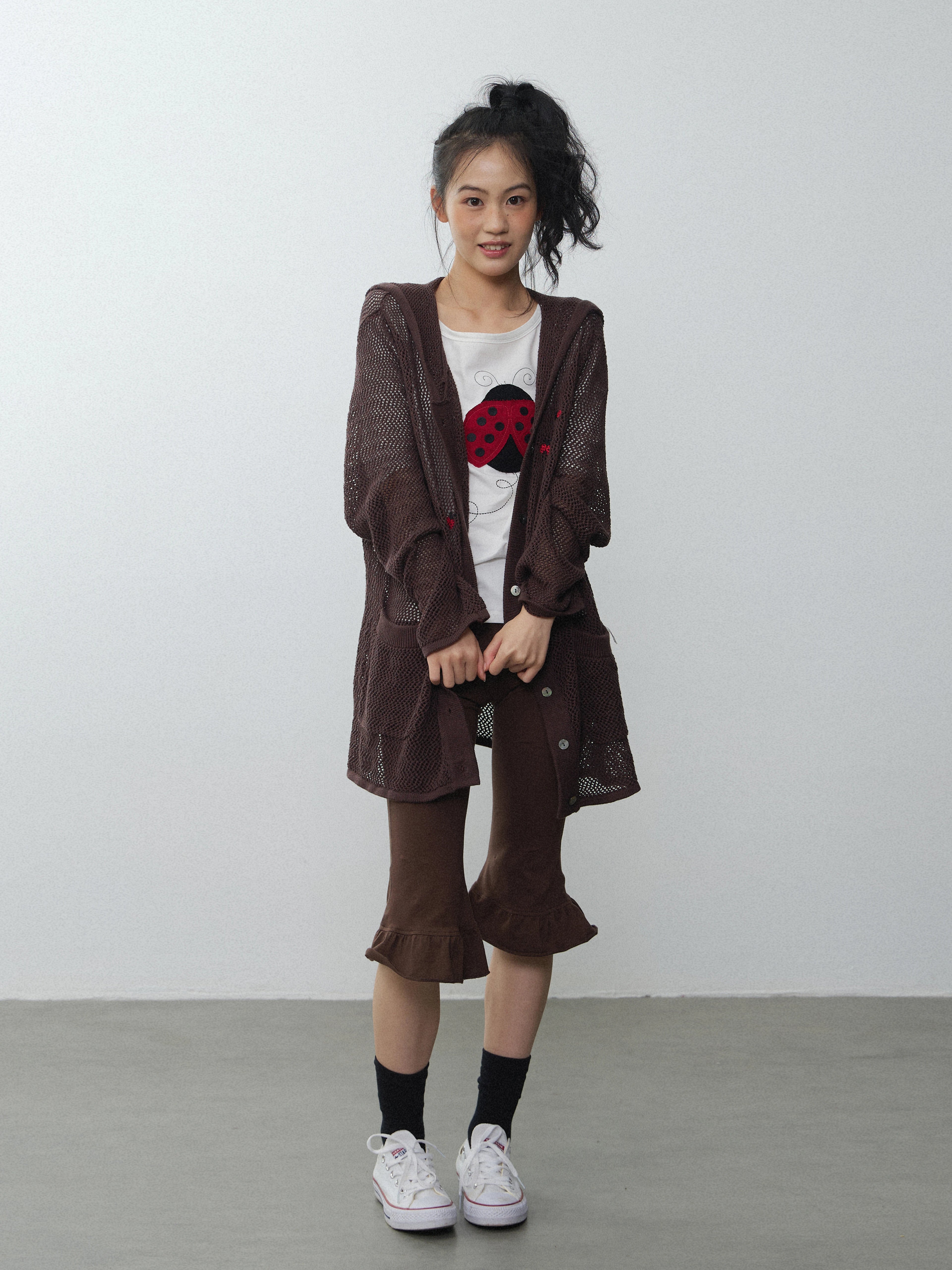 In Two Twos Cutout Knit Hooded Long Sleeves