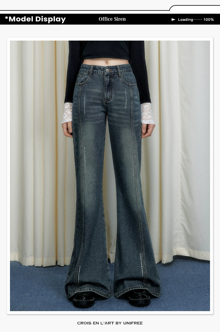 UNIFREE Hot Diamond Loose Wide Leg Jeans