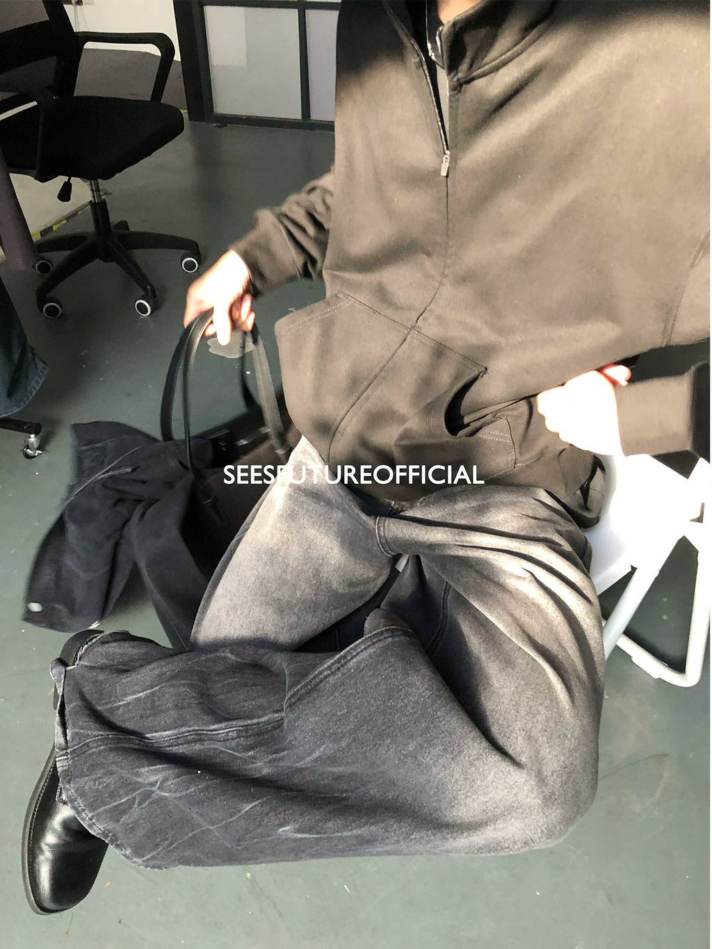 Seesfuture Loose Straight Pants Drape Floor Trousers
