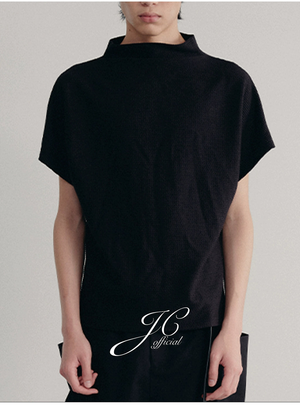 JCAESAR Herringbone Texture Knitted Lazy Tee