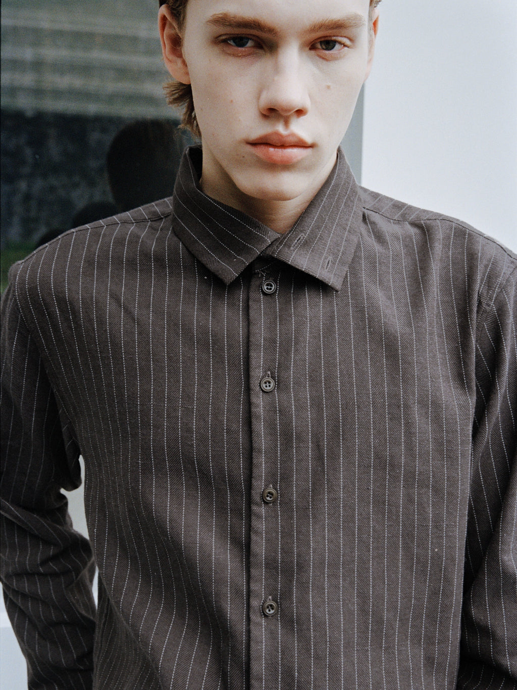 VLABMADE Striped Pendant Short Profile Multi-neck Adjustment Shirt