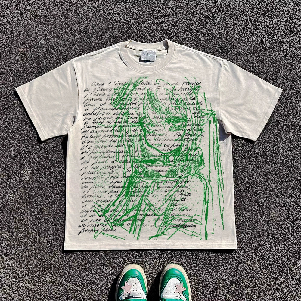 Wang Youbing Studio! Ink Anime 220g 100% Cotton Tee