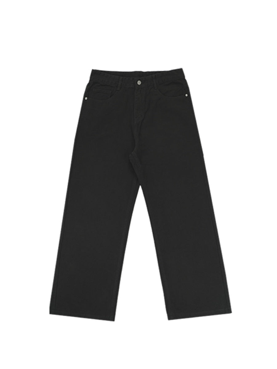 OBSESSWITH Four Seasons Middle Waist Straight Loose Basic Simple Skateboard Pants