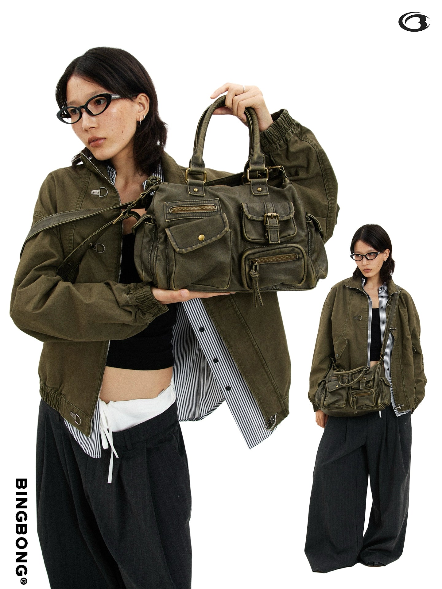 BINGBONG Retro Commuter Large Capacity Shoulder Messenger Bag