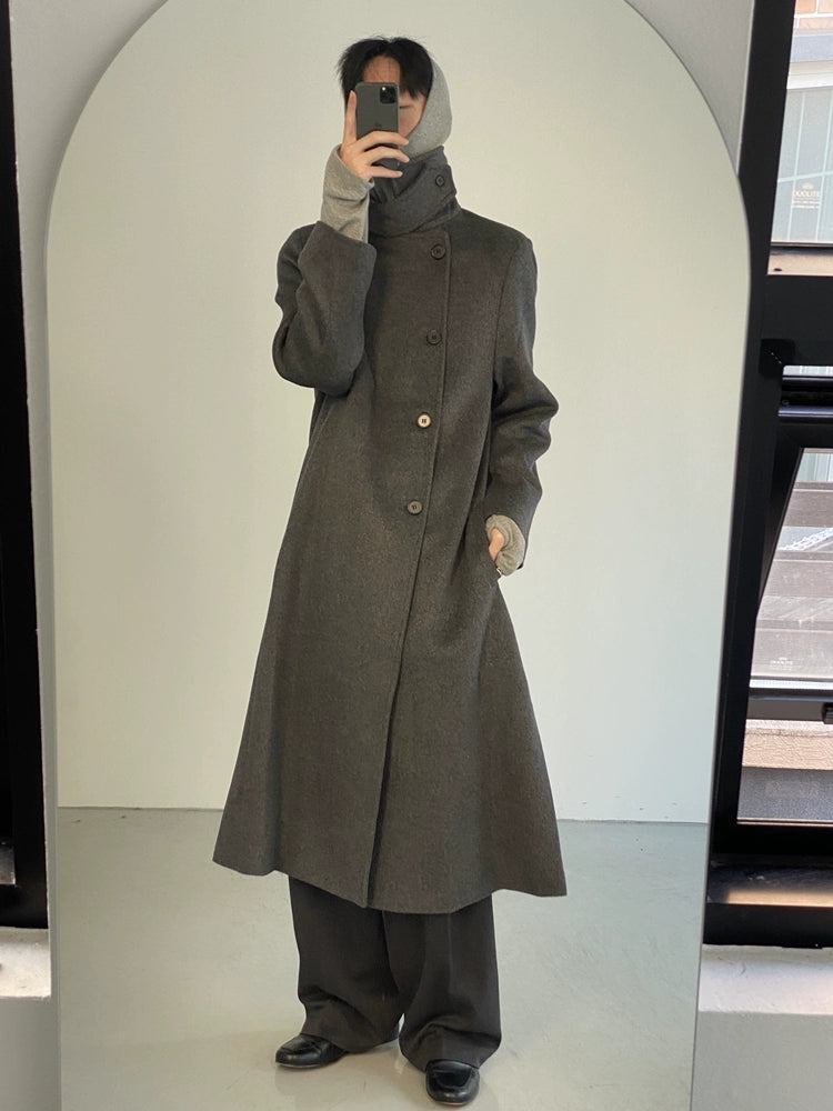 COLN Split-ended Single-breasted Wool Coat