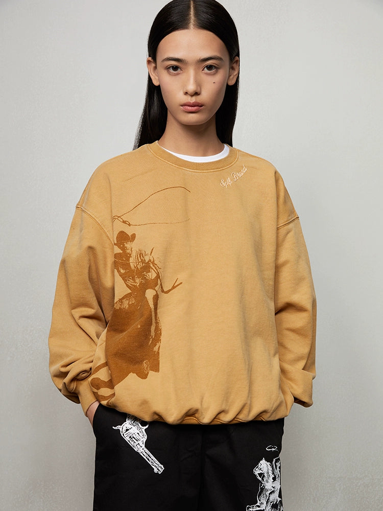 SUPERTOFU Makes Old Denim Pattern Crew Neck Sweater