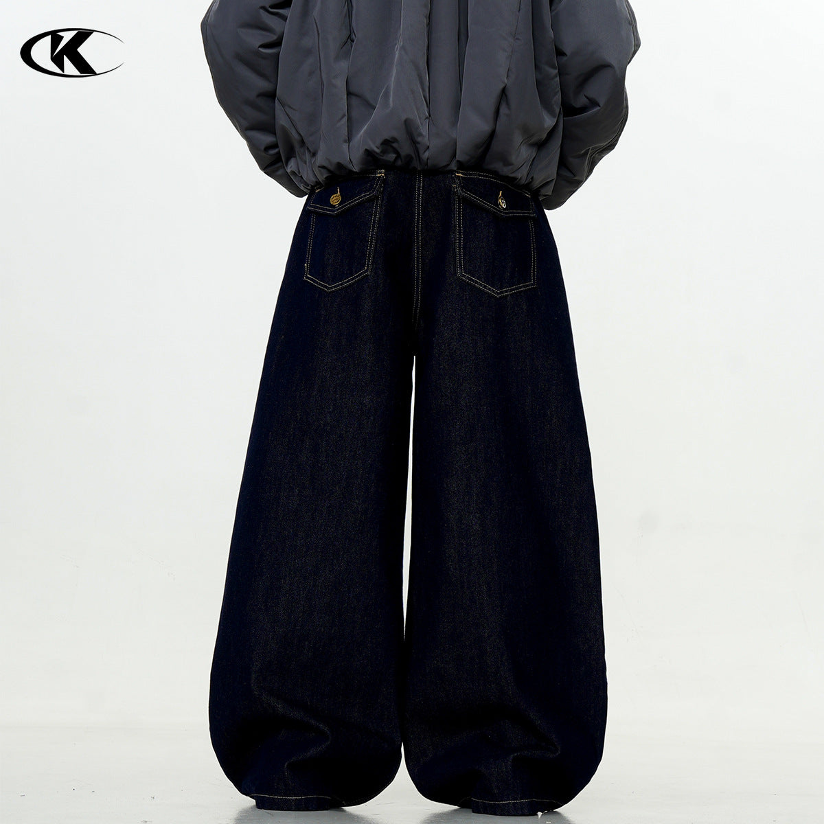 11KN Cleanfit Retro Dark Blue Loose Straight Casual Jeans