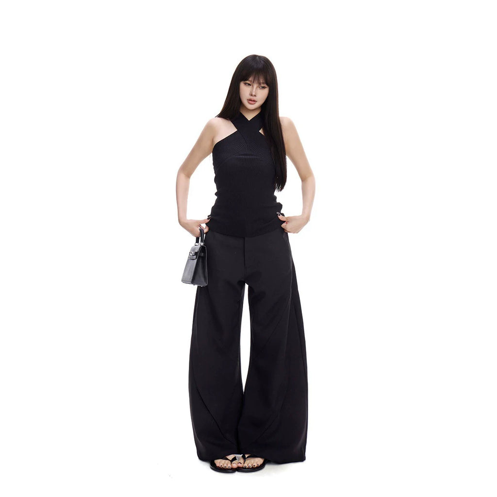 WITHMIN Low Waist Loose and Thin Versatile Straight-leg Pants