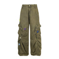BLACKLISTS Old Flower-embroidered Wide-leg Scimitar Pants
