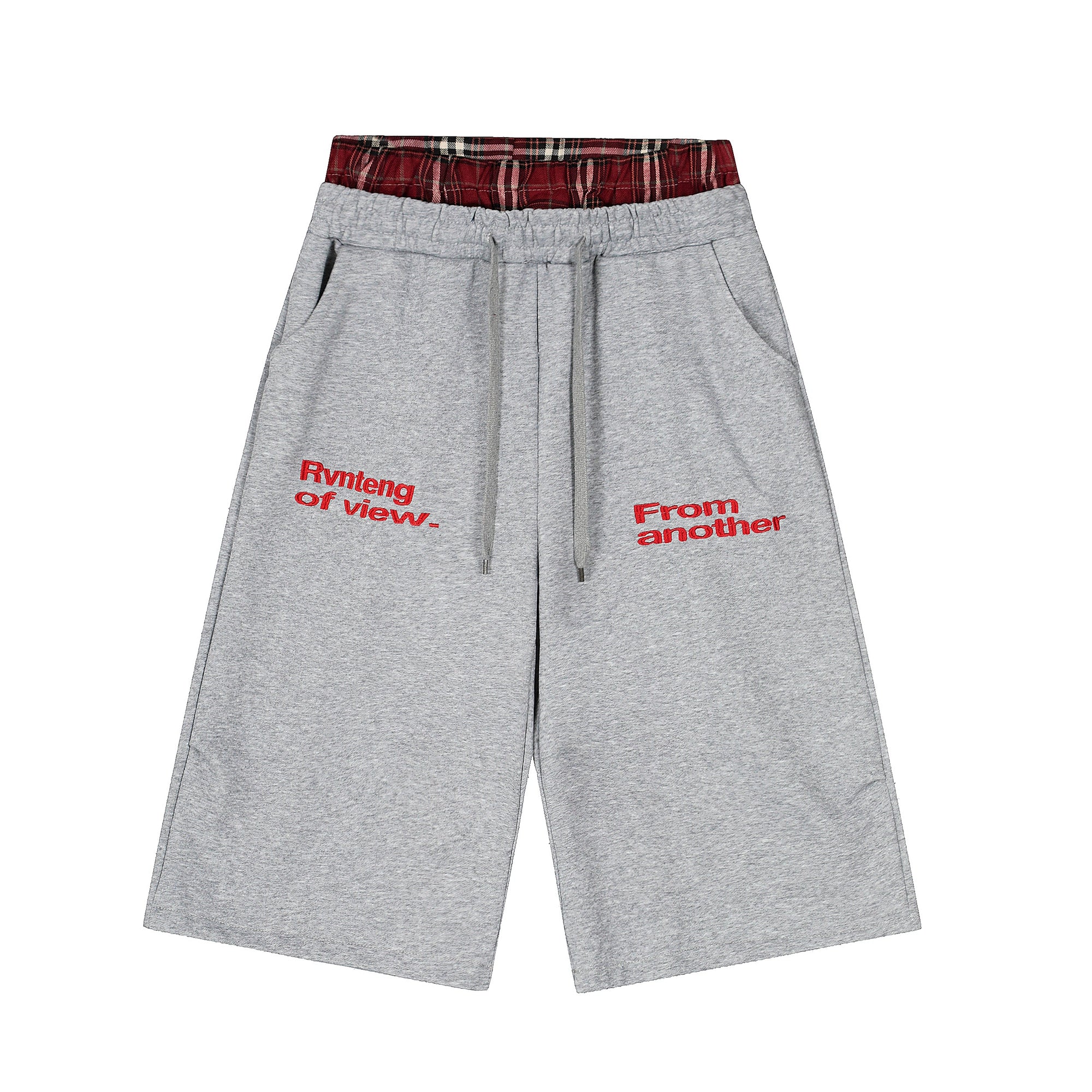 BLACKLISTS Double Waist Plaid Sweatpants Shorts