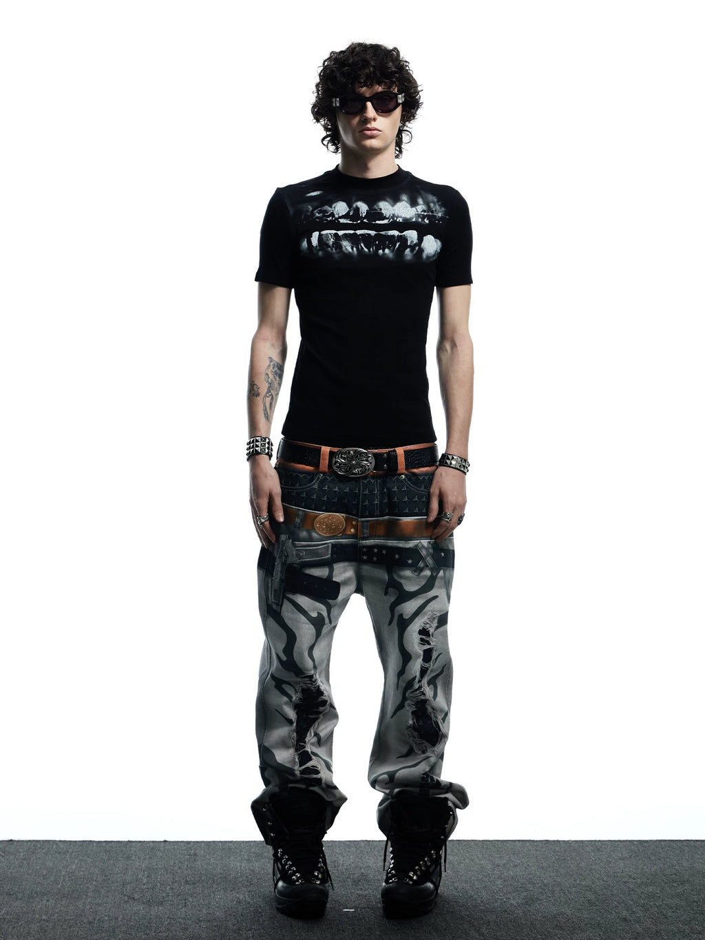 DND4DES Tight Print Elastic Casual Backing Tee