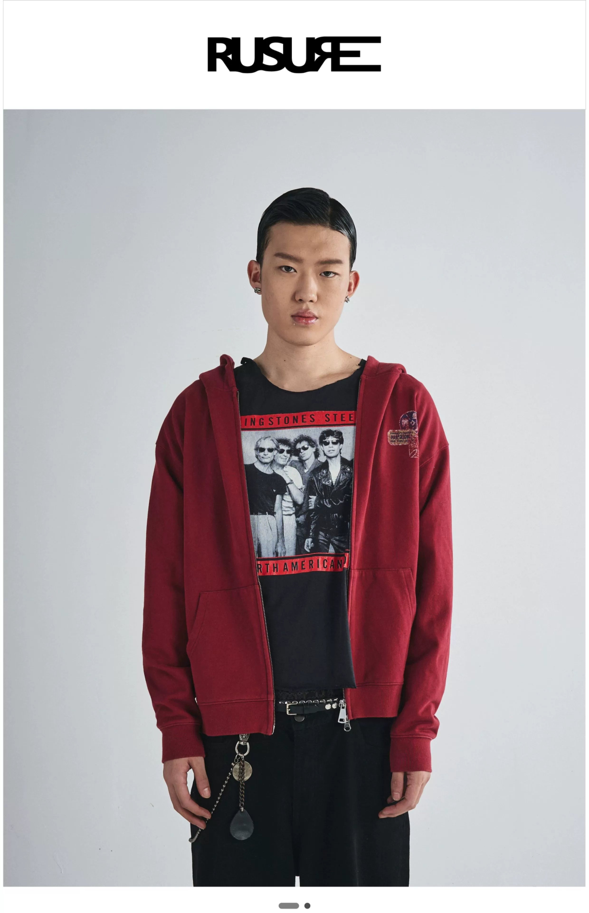 RUSURE Casual Simple Zip Hooded Sweater