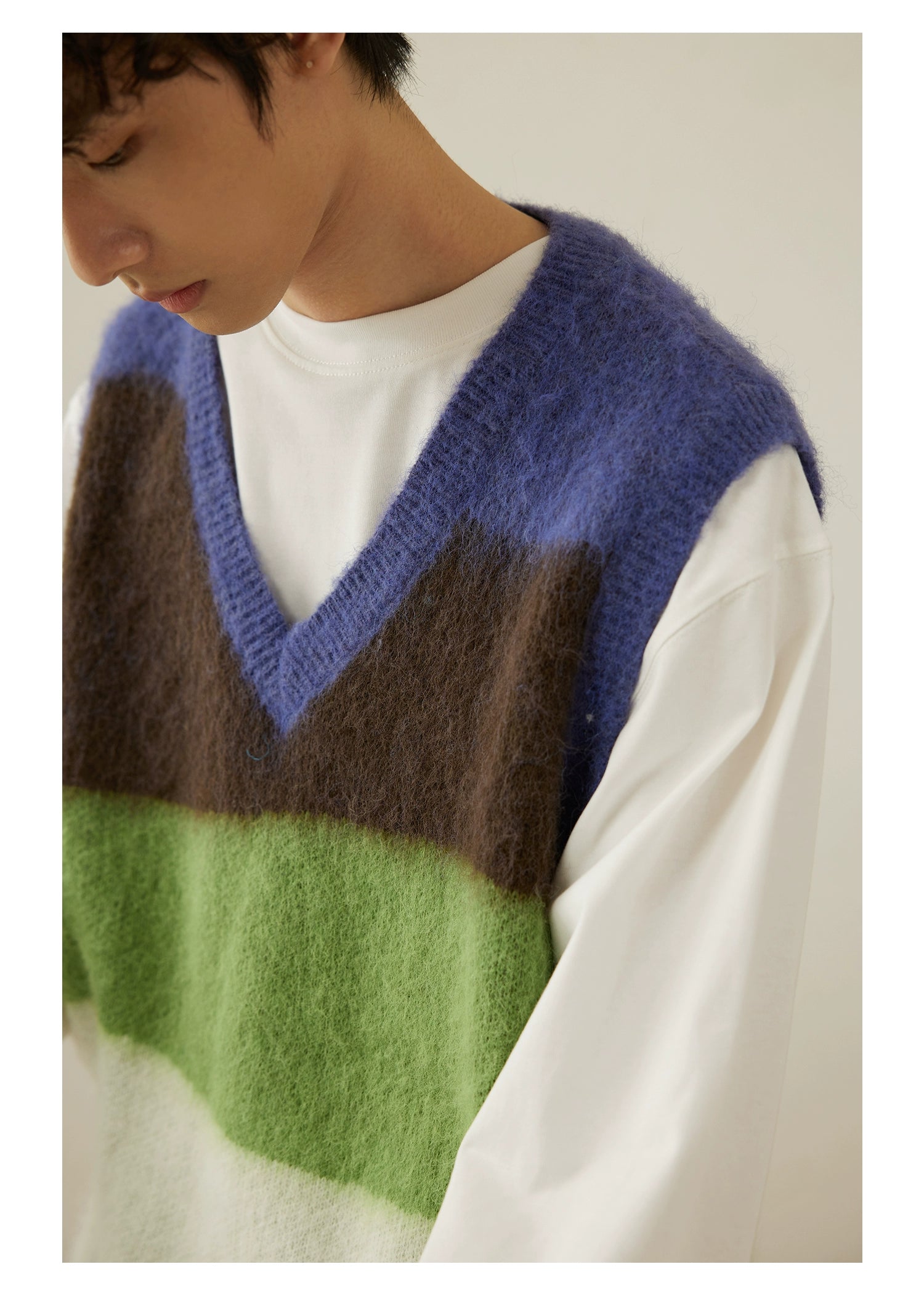 LR MADE Retro Contrasting Color Splicing Short Vest