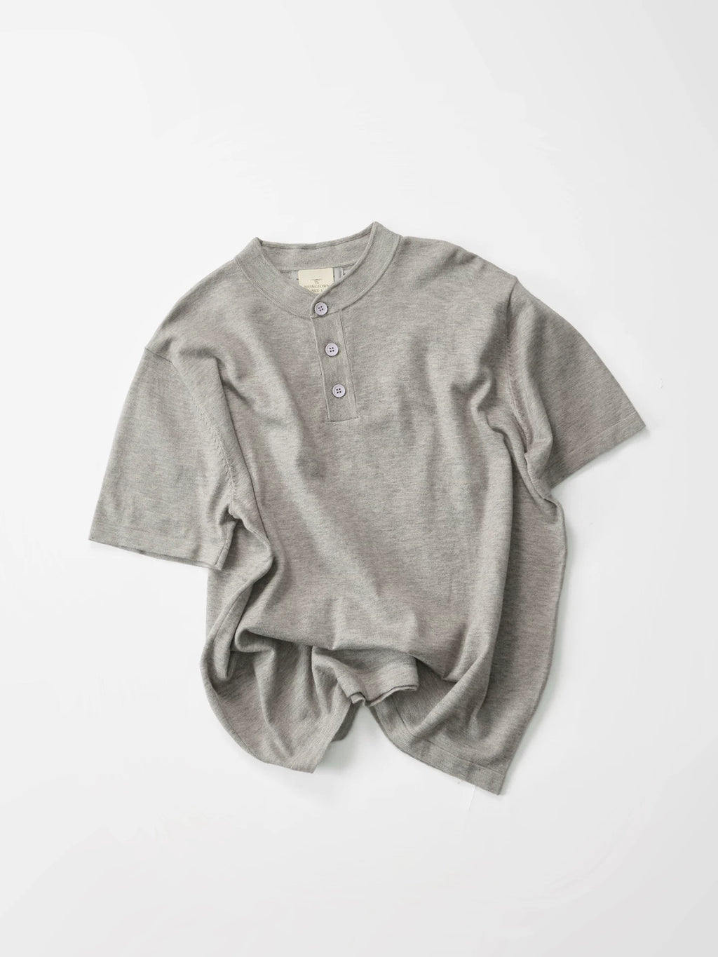LIVINGTOWN Simple Henry Collar Versatile Casual Tee
