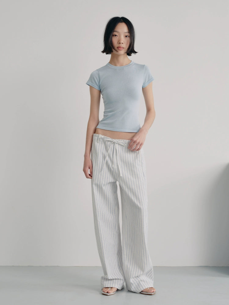 JCAESAR Striped Drawstring Versatile Casual Pants