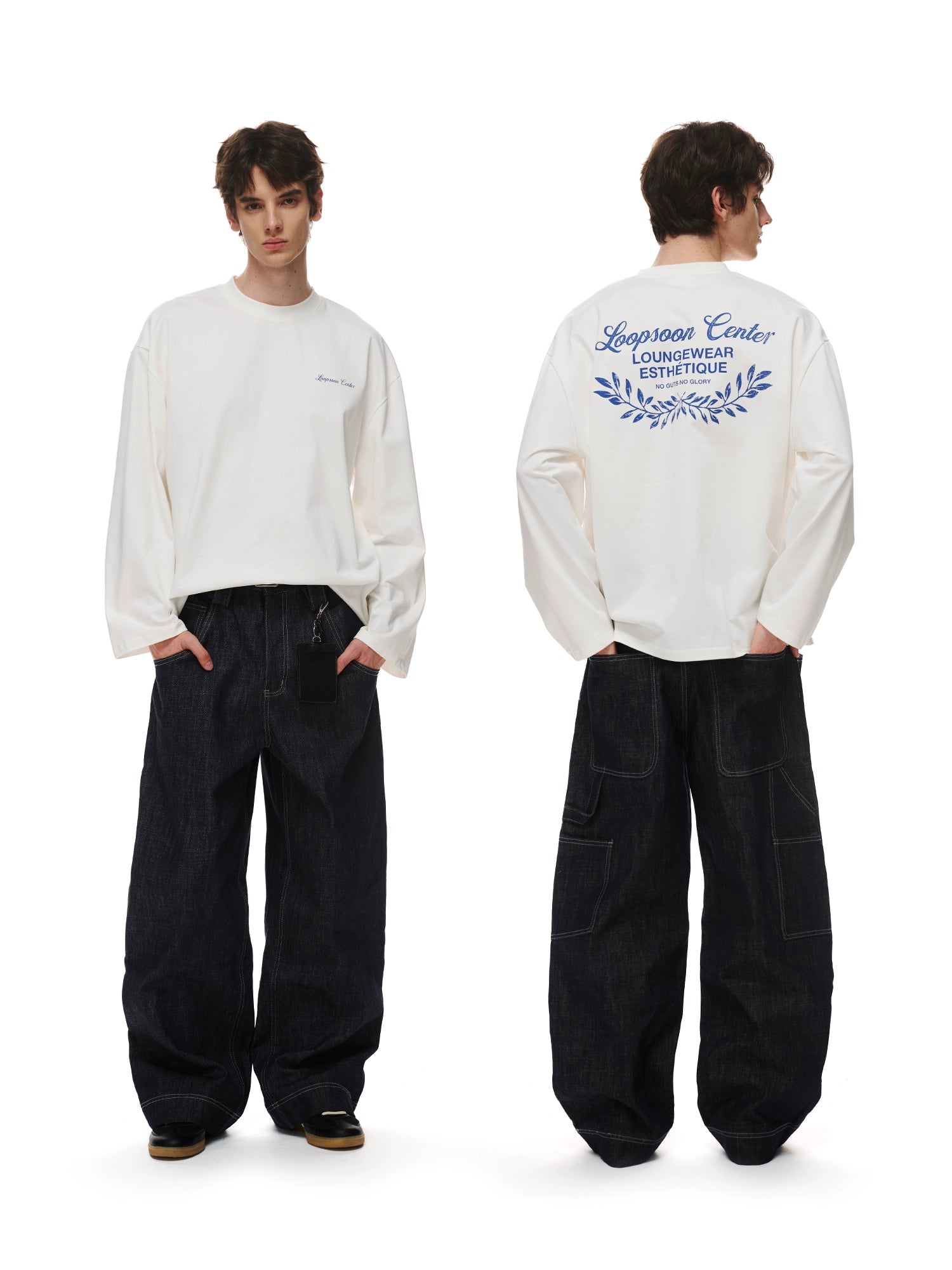 Loopsoon Back Wheat Ear Printing Simple Versatile Long Sleeve