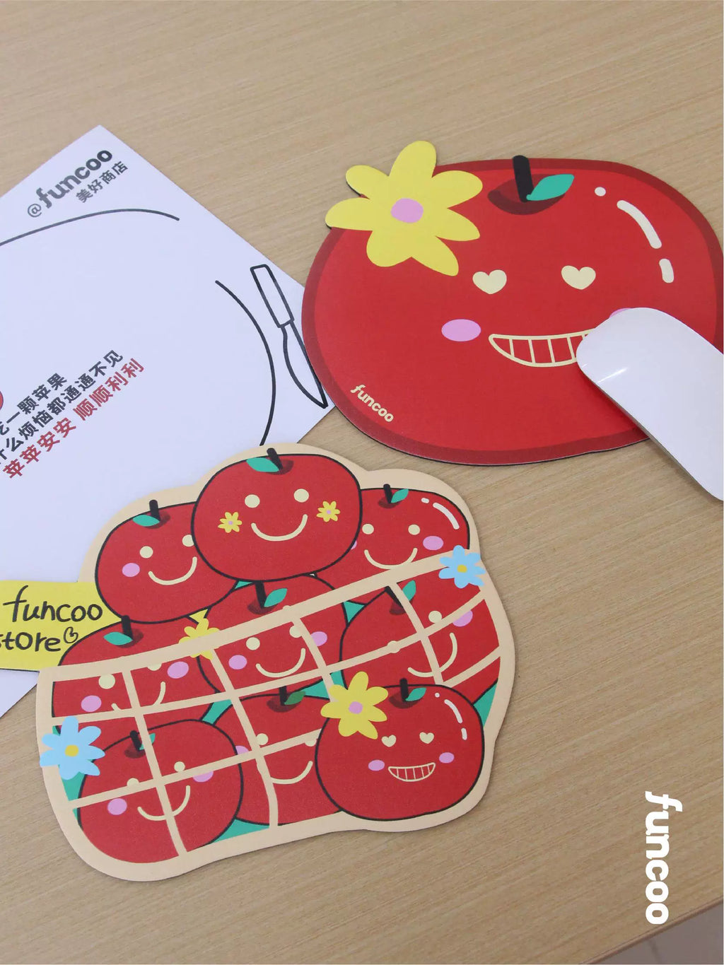 FUNCOO Non-slip Rubber Cute Apple Mouse Pad