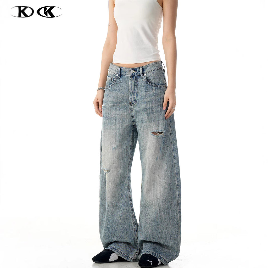 11KN Retro Straight Ripped Jeans