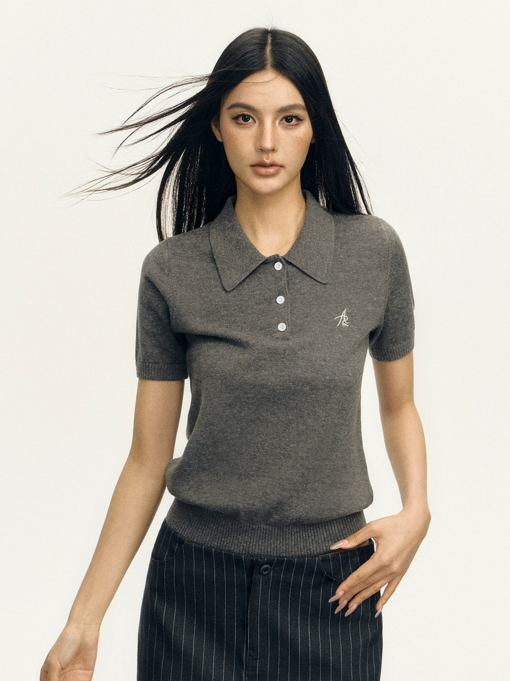 Ariseism Vintage Polo Collar Slim Knitted Tee