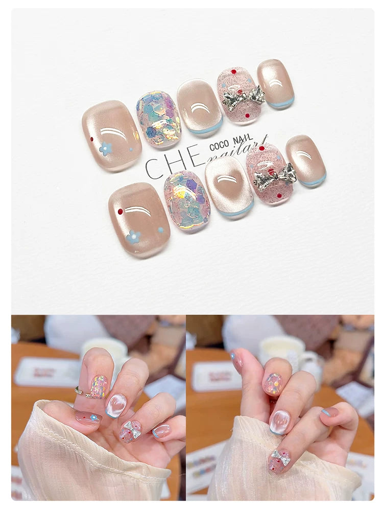 CoCo Small Flower Cat Eye Handmade Manicure Wear Nail
