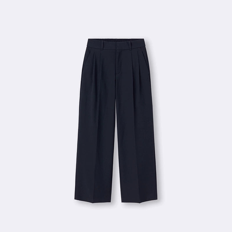 GU Pleated Simple and Versatile Casual Loose Wide-leg Pants